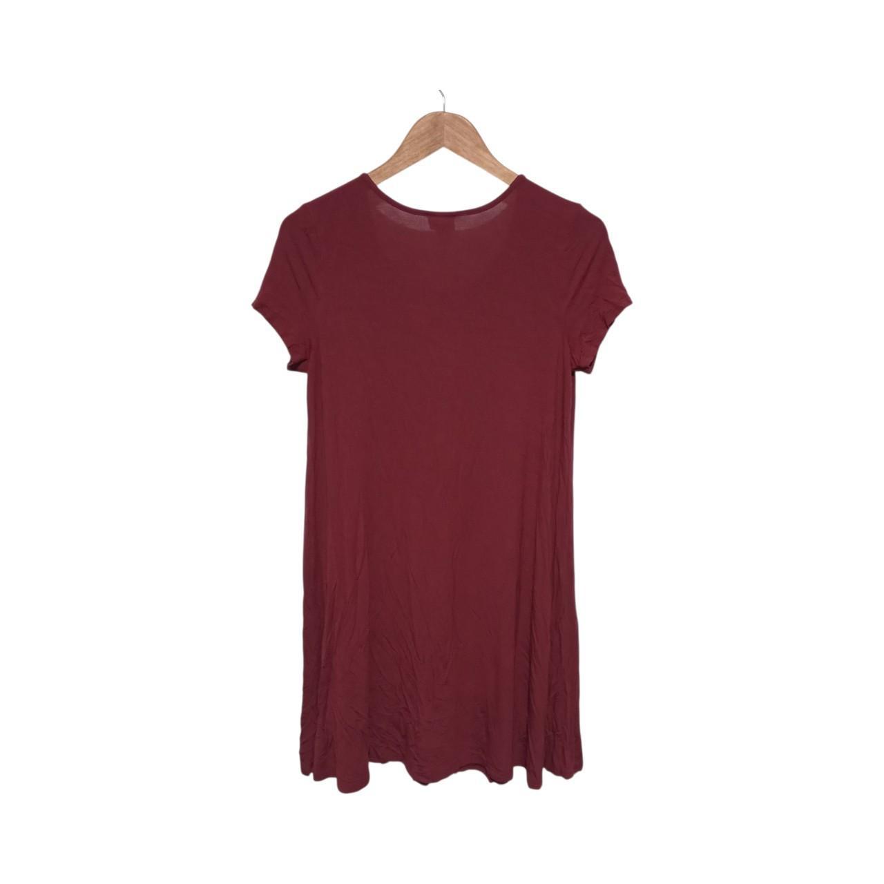T-shirt | Women Large Casual A-Line Fit Burgundy Top