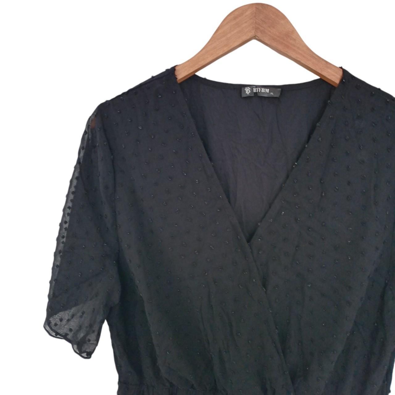 Dress | Women XL Black Dotted Chiffon Overlay