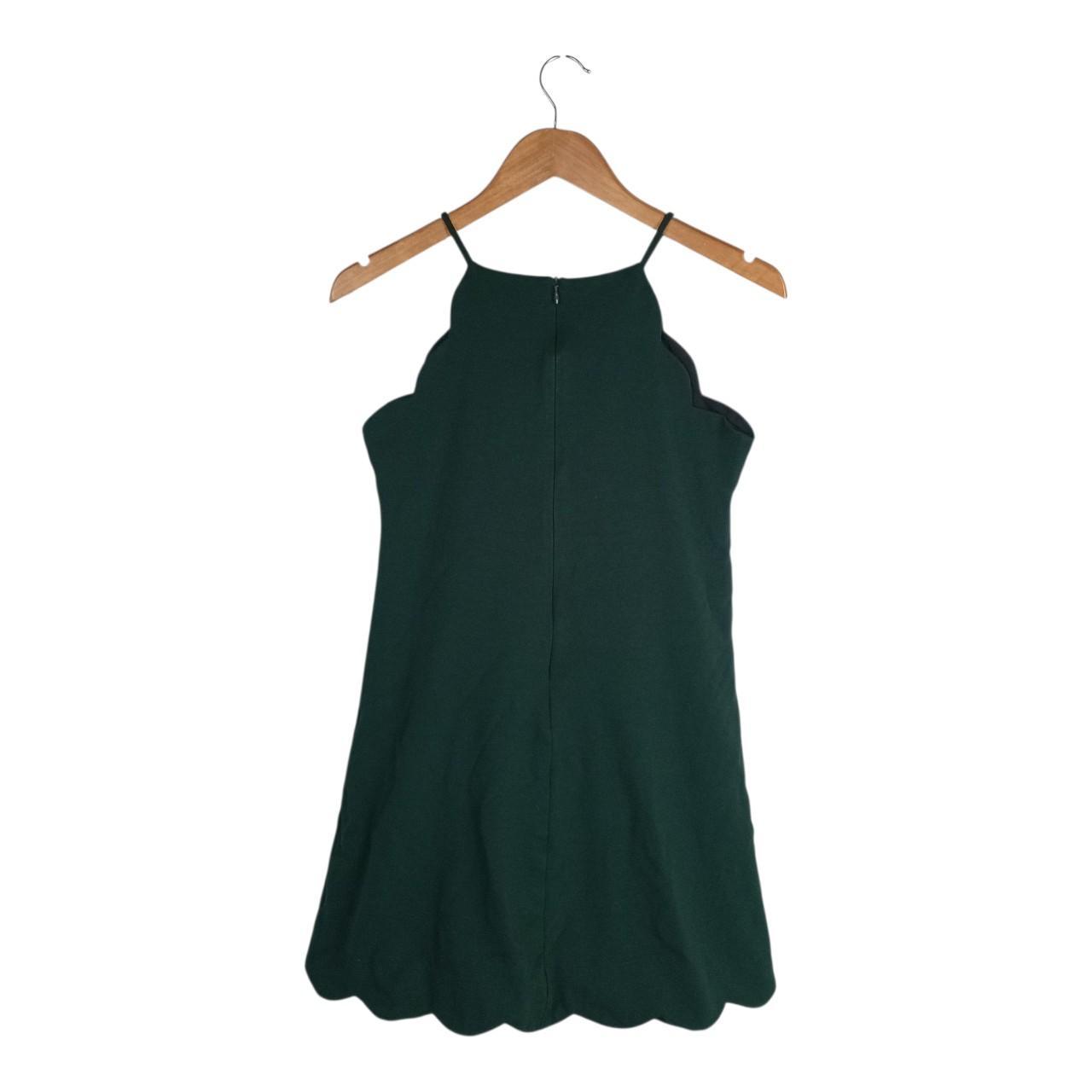 Crop Top | Women Small Emerald Green Scalloped Halter Top