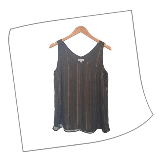 Tank Top | Women UK10 Sleeveless Blouse Glittery Stripes