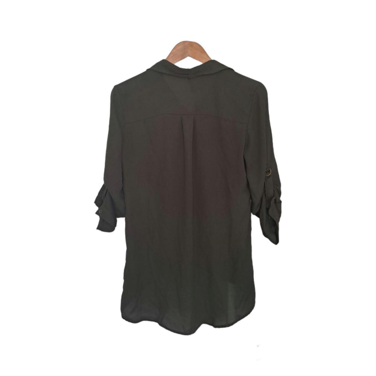 Blouse | Women Small Dark Green Utility Style Rolled Sleeve