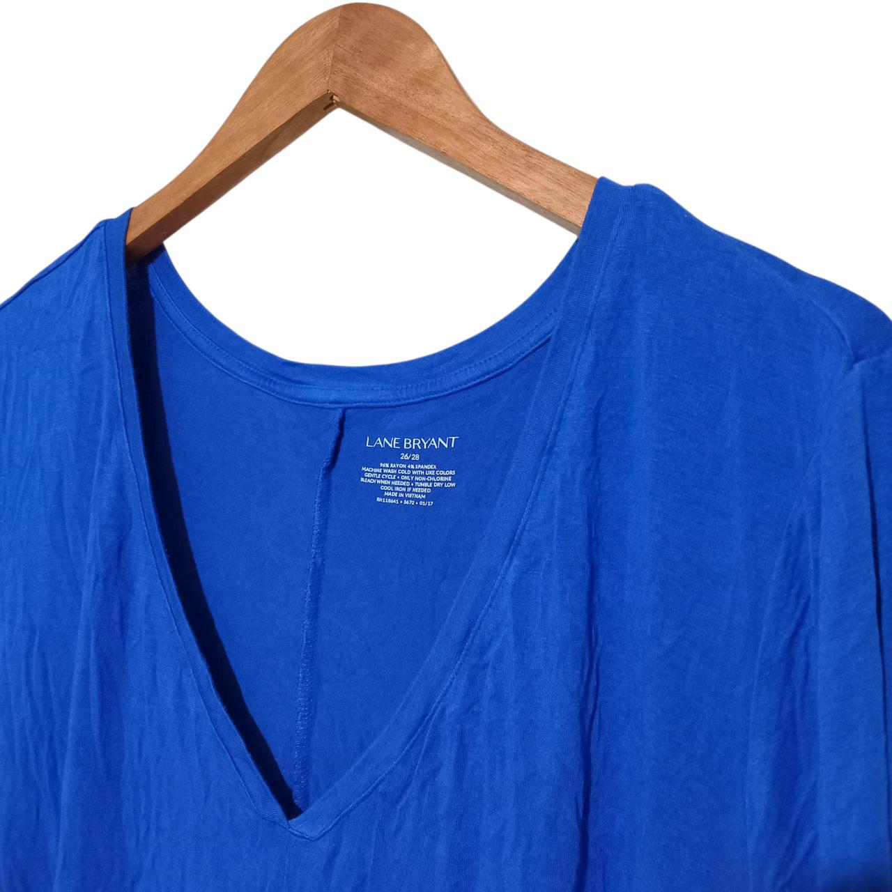 T-shirt | Women Blue V-Neck Soft Stretchy Plus Size