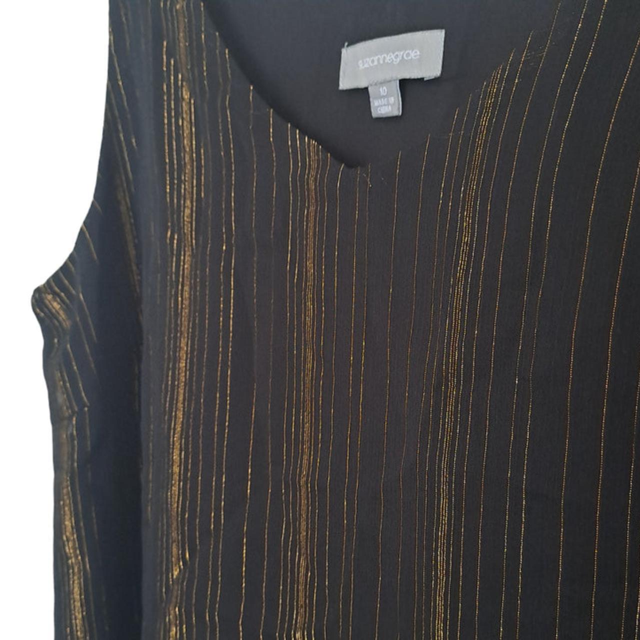 Tank Top | Women UK10 Sleeveless Blouse Glittery Stripes