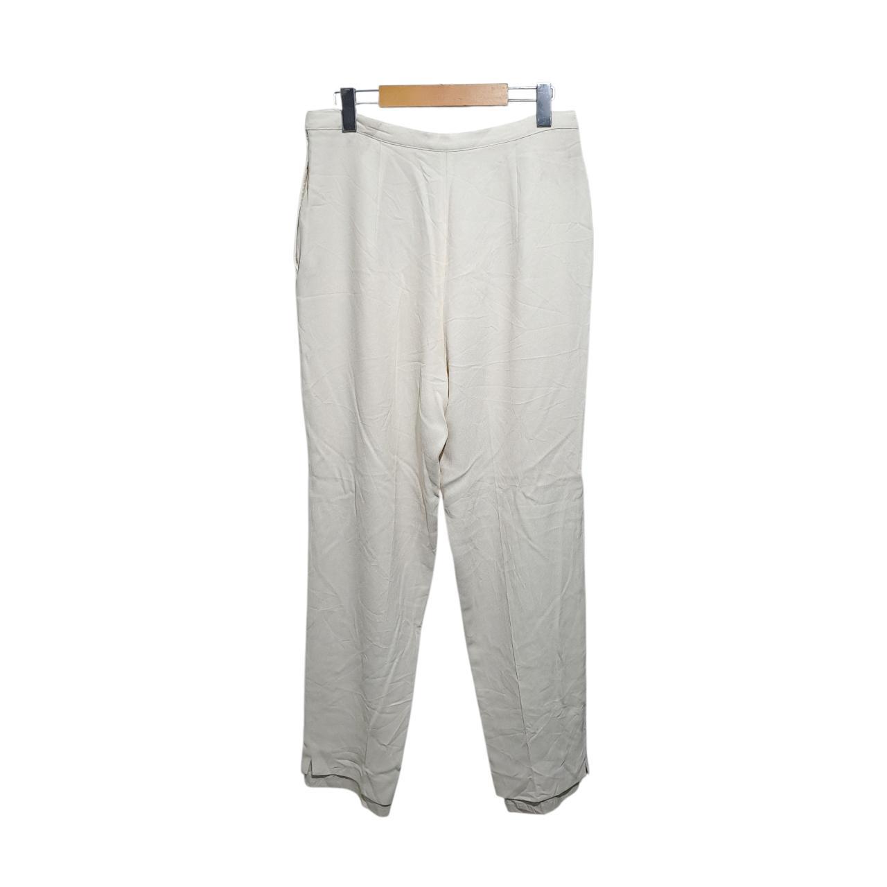 Trousers | Women's White Flowy Pants, Size 12, Waist 30 in