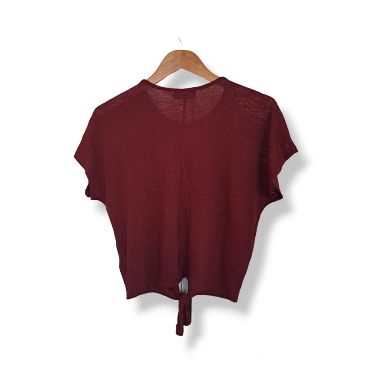 Crop Top | Women Small UK10 Burgundy See Through Top