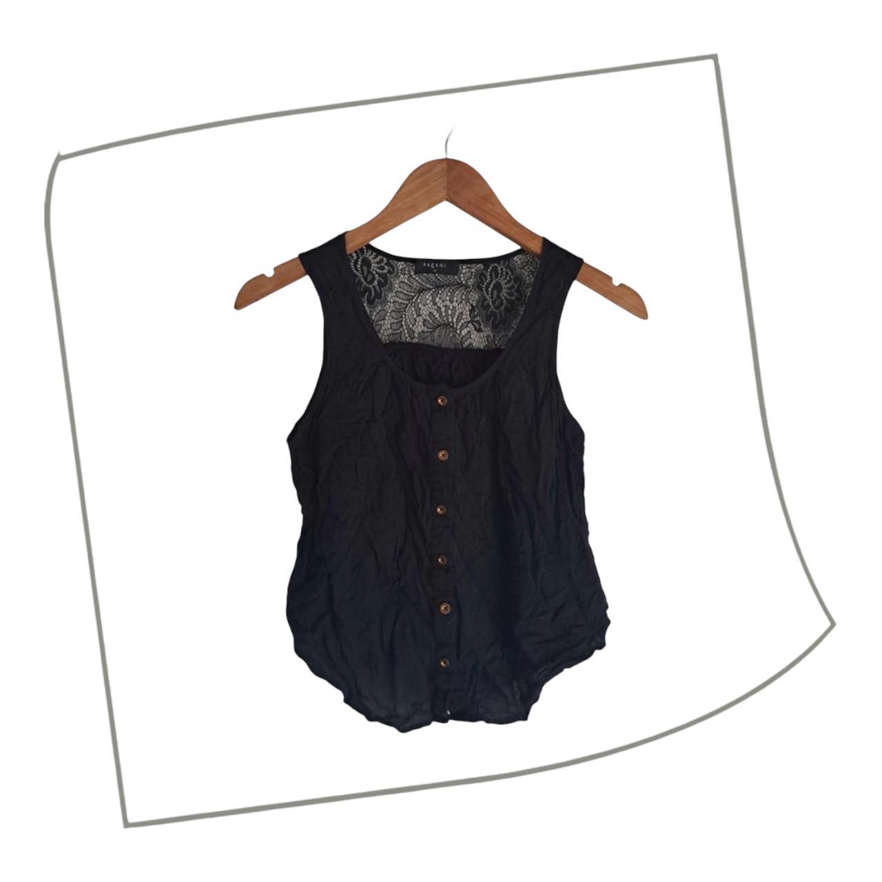 Crop Top | Women Small UK10 Pagani Black Top