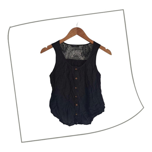 Crop Top | Women Small UK10 Pagani Black Top