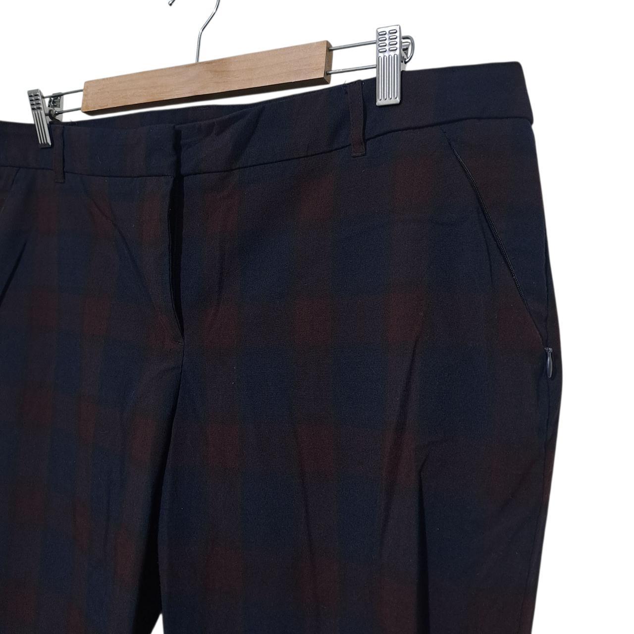 Trousers | Women's Navy & Burgundy Checkered Slacks UK20