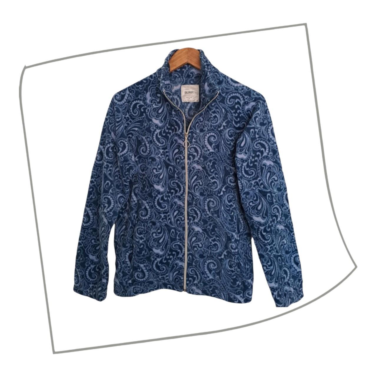 Jacket | Men Small / Women Size 12 Blue Paisley Fleece Jacket - Full Zip
