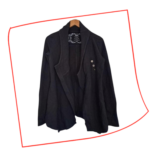 Jacket | Women Black Cardigan With Hoodie Large