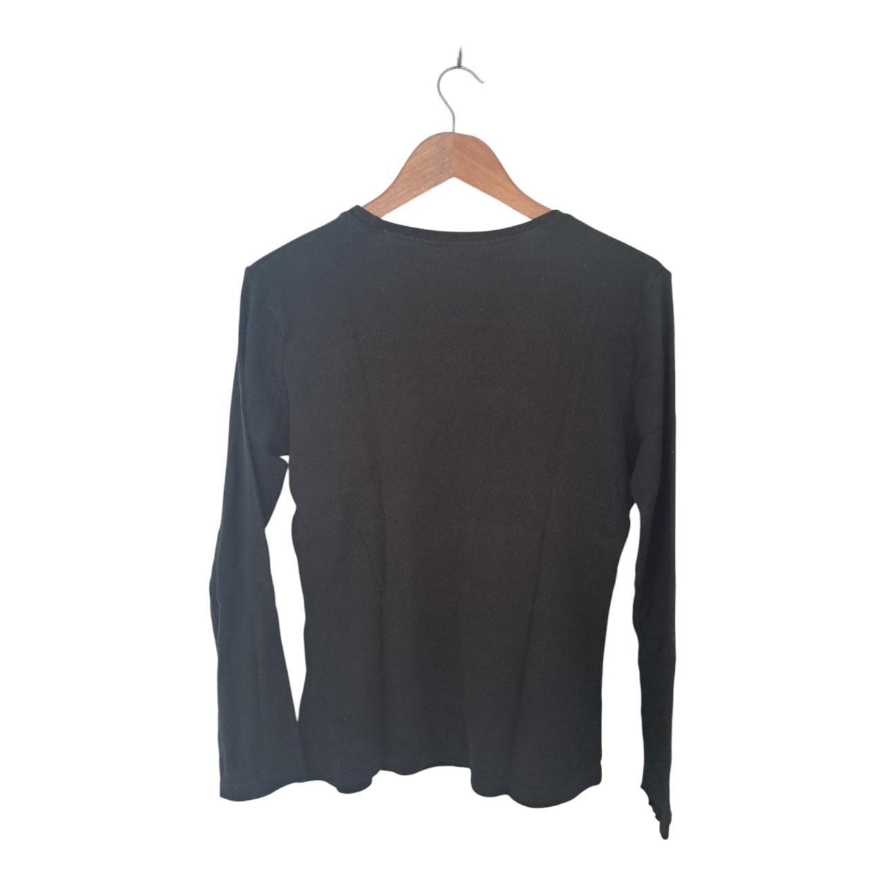 Shirt | Women Size 14 Bkack Roundneck Long Sleeves