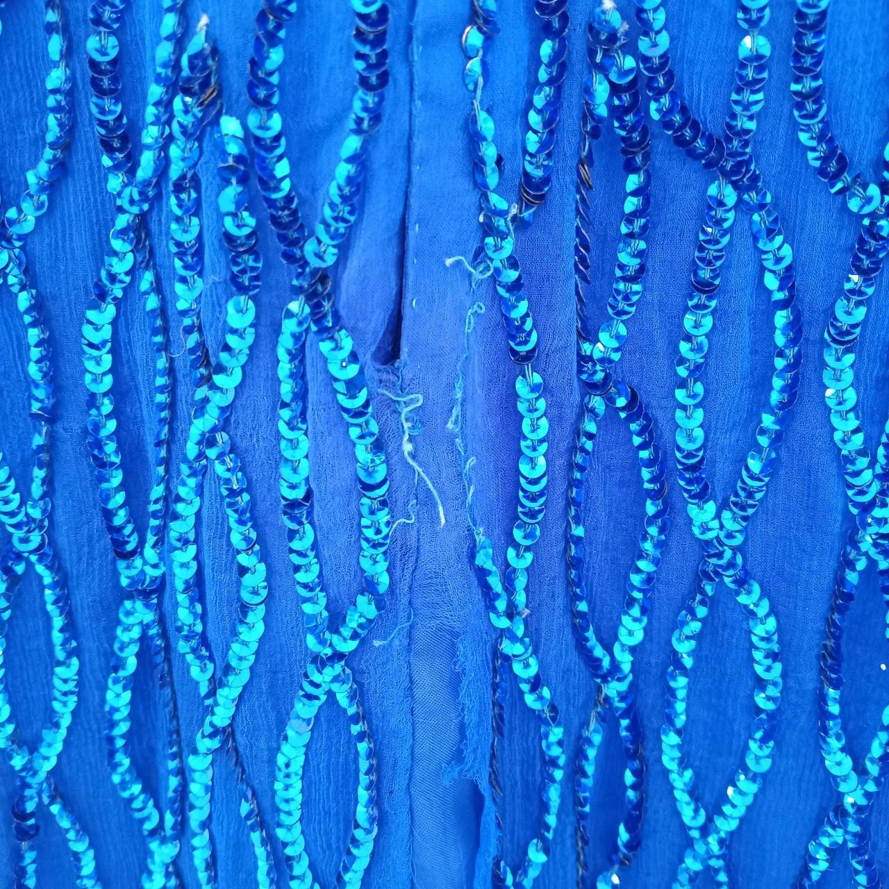 Dress | Women Large Blue Vintage Silk Gown