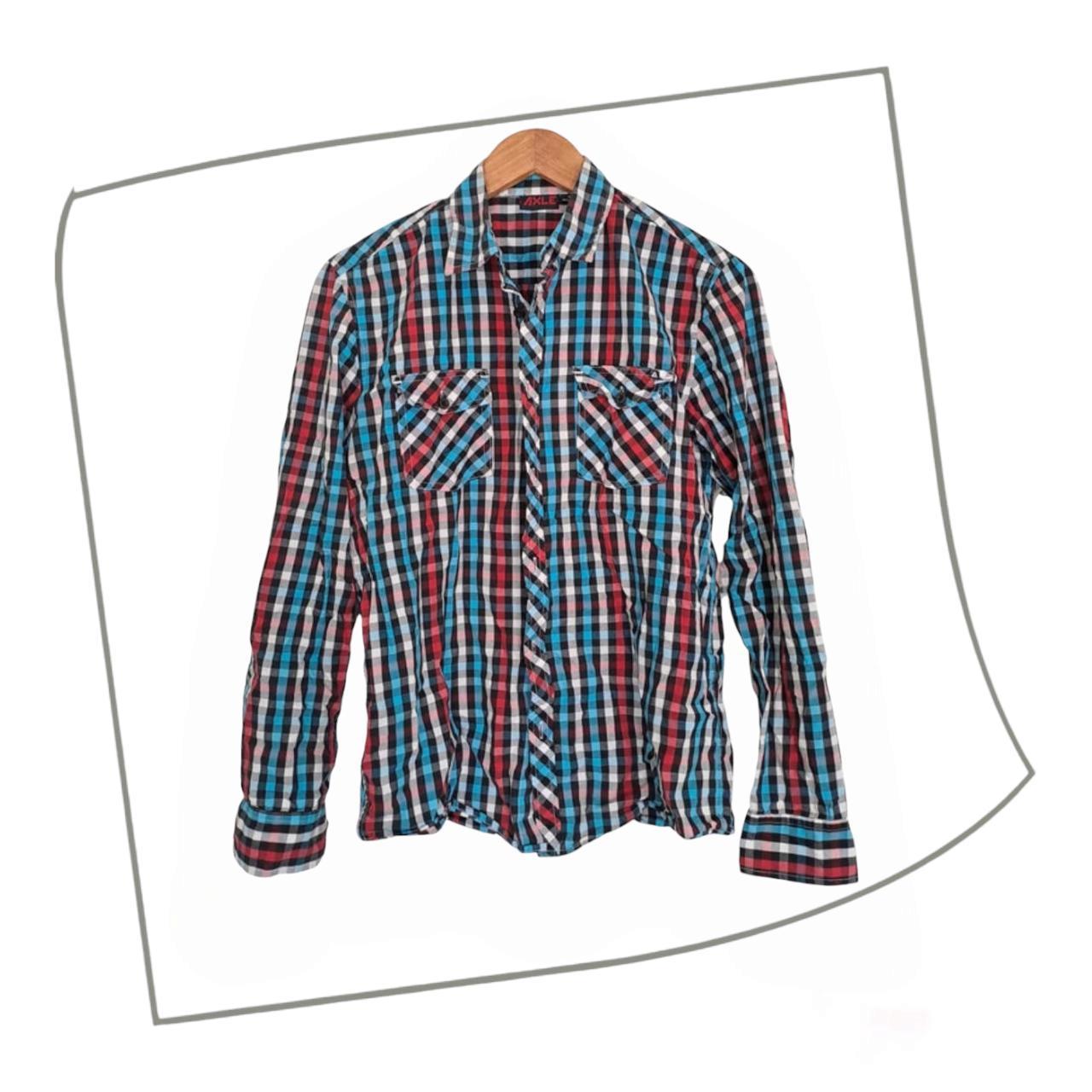 Polo Shirt | Women Large Multicolored Checkered Long Sleeve Shirt
