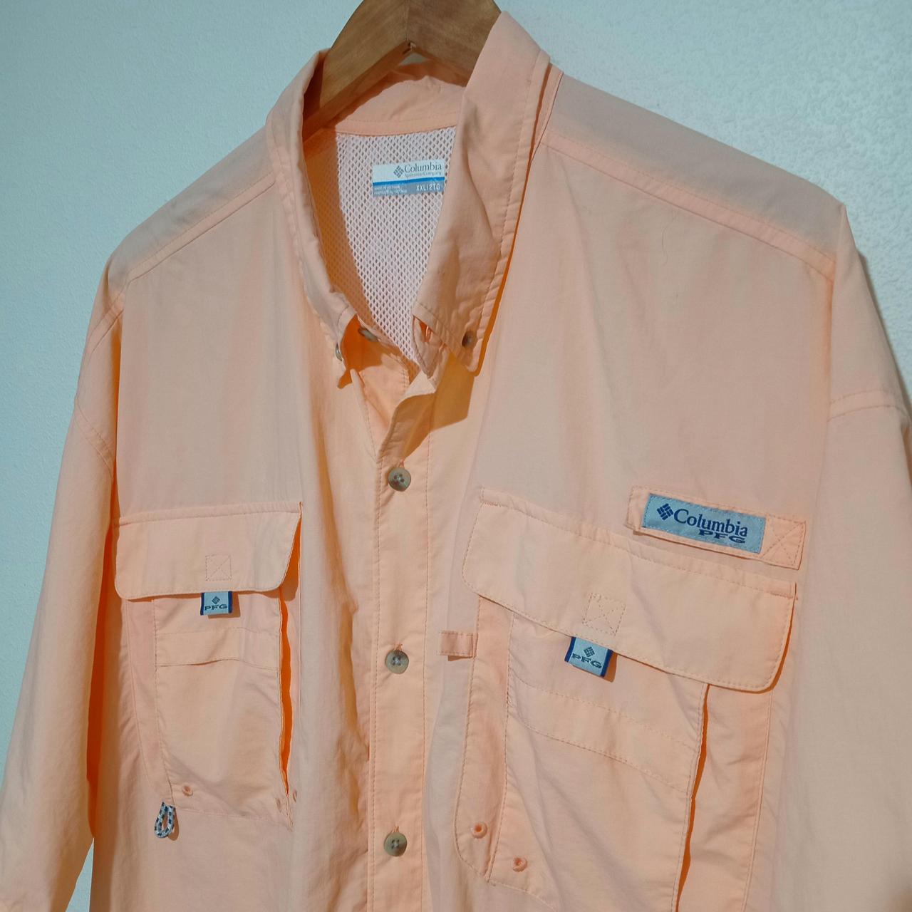 Polo Shirt | Men XXL Columbia Sportswear Orange Nylon Mesh-Lined Fishing Polo Shirt