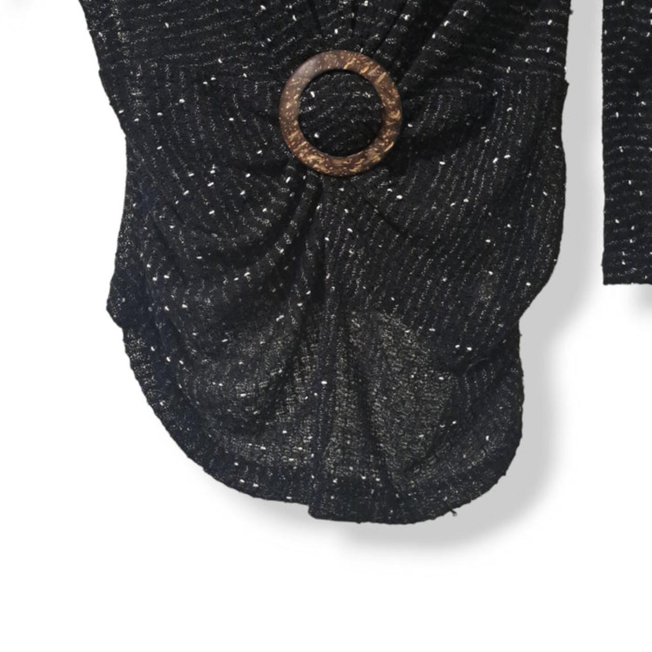 Blouse | Women XS Sparkly Glitter V-Neck Top with Ring Detail