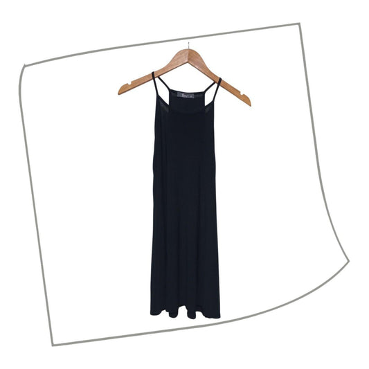 Tank Top | Women UK 14 to 16 Stretchy Black Longline Tank Style Top