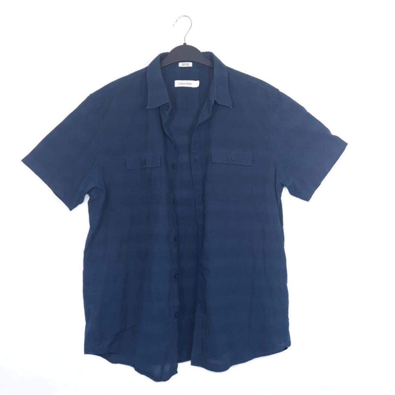 Polo Shirt | Men Large Dark Blue Short Sleeve