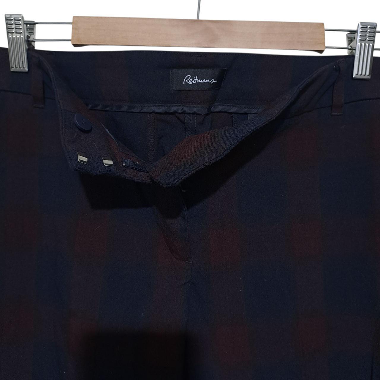 Trousers | Women's Navy & Burgundy Checkered Slacks UK20