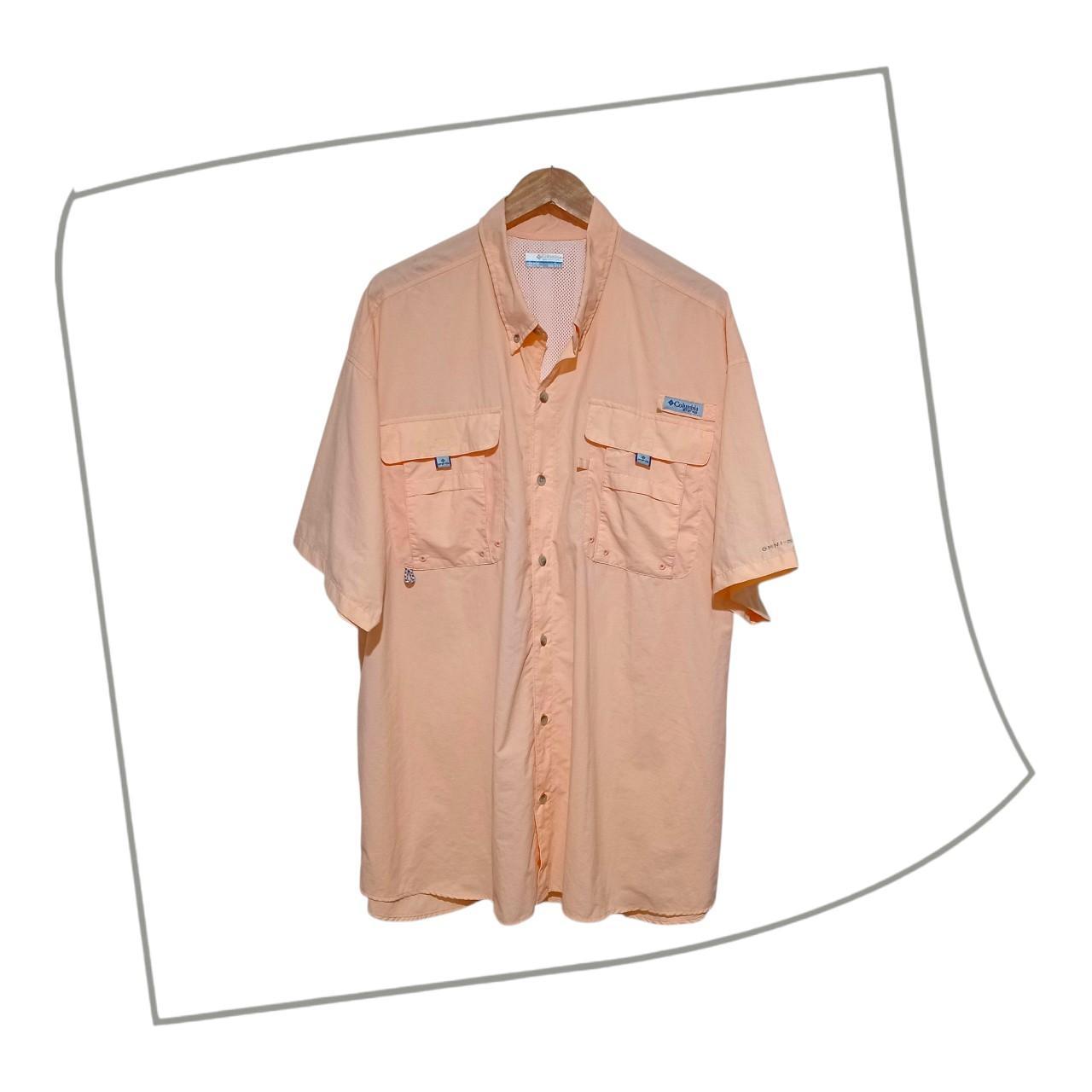 Polo Shirt | Men XXL Columbia Sportswear Orange Nylon Mesh-Lined Fishing Polo Shirt