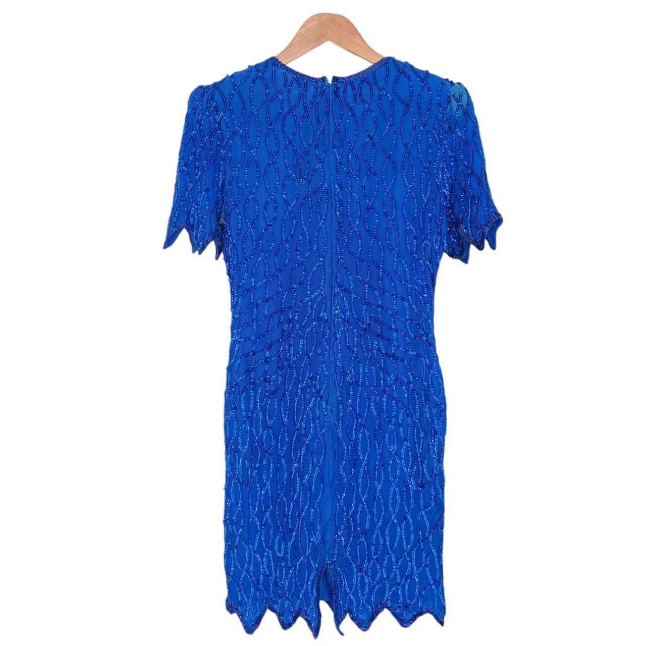 Dress | Women Large Blue Vintage Silk Gown