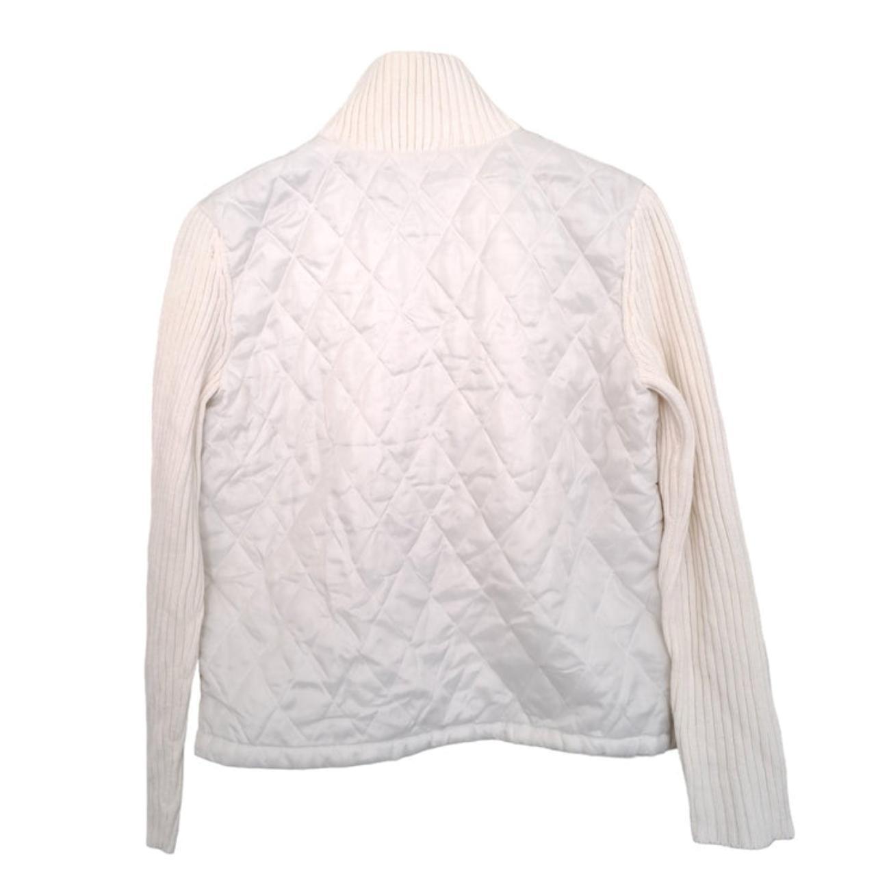 Jacket | Women Medium Chic White Quilted & Ribbed Sleeve Jacket
