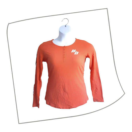Shirt | Women Size 10 Harley Davidson Hi-vis Orange Long Sleeves